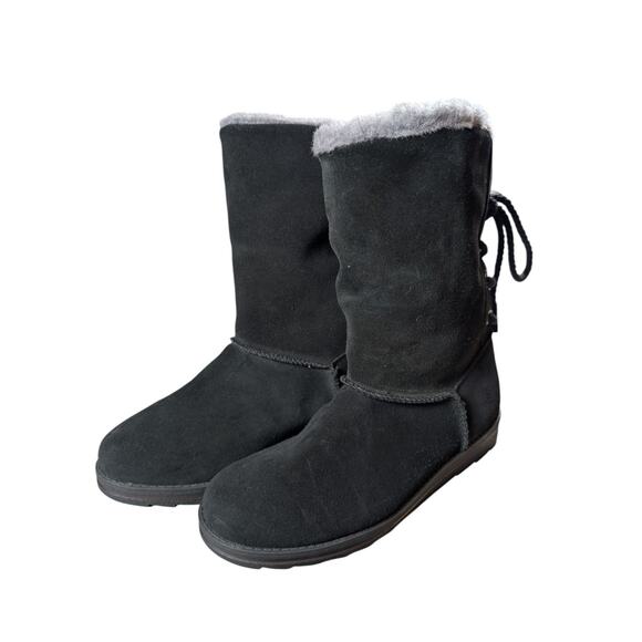 MUK LUKS Ziggy Rodeo NWT Women's Suede Boot 7M Size Black Lace Up Slip-on - Picture 1 of 10